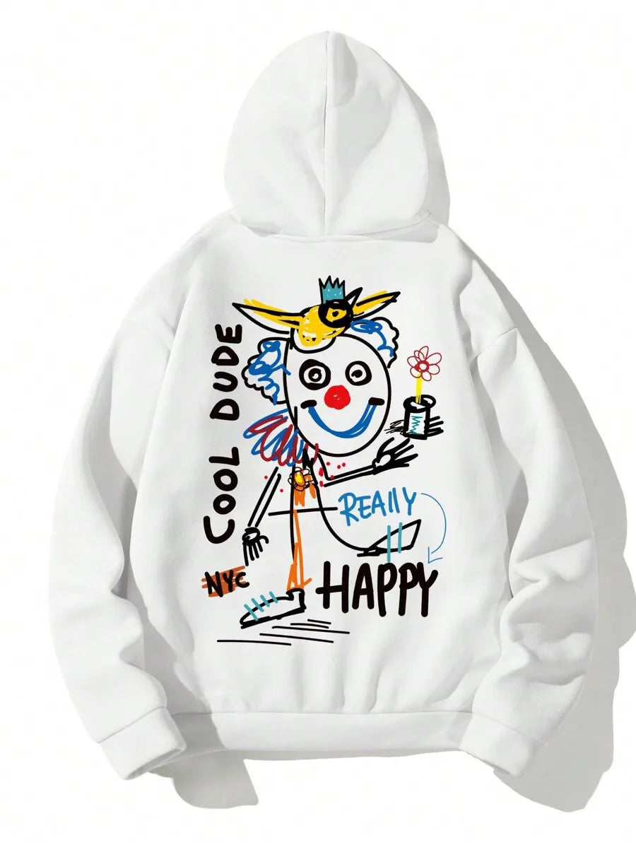 New High Quality Men's Streetwear, Graphic Print Fashionable Cotton Soft Outdoor Sports Hoodie