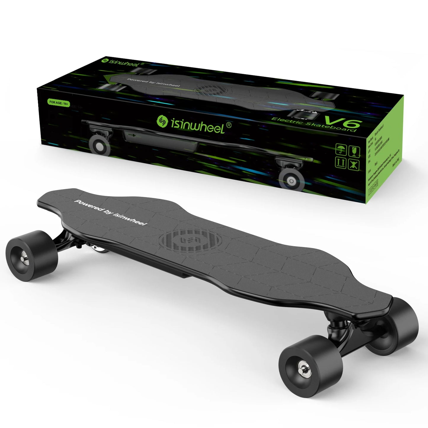 Isinwheel V6 Adult Electric Skateboard 25.2V 2Ah Battery Four-wheel E-skateboard 74*51mm tire E-scooter