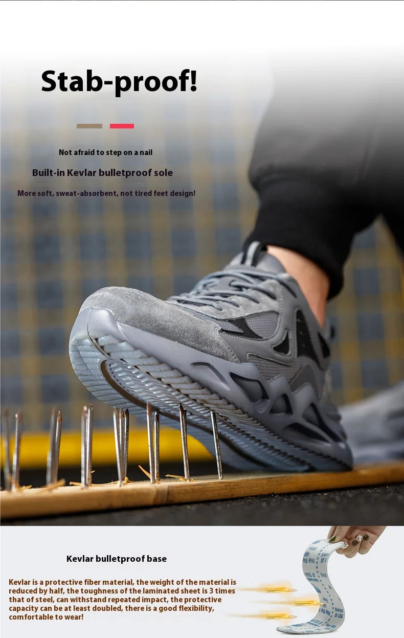 Men's Comfortable Soft-Soled Smash and Puncture Resistant Work Shoes
