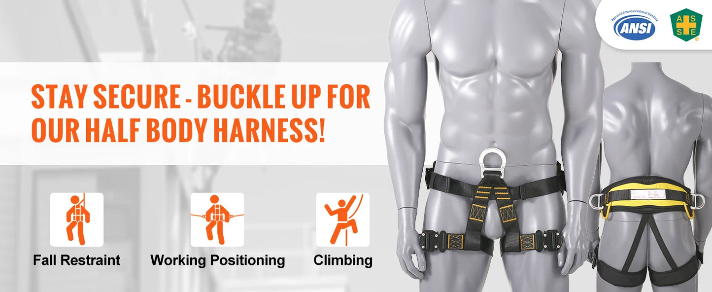 SucceBuy Half Body Safety Harness Tree Climbing Harness Half Protection Harness 340 lbs for Fire Rescuing Caving Rock Climbing