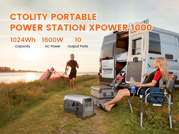 2400W /1600W / 500W Portable Power Station, 2048Wh / 1024Wh /345Wh Lifepo4 Battery with 400W / 200W / 100W Foldable Solar Panel