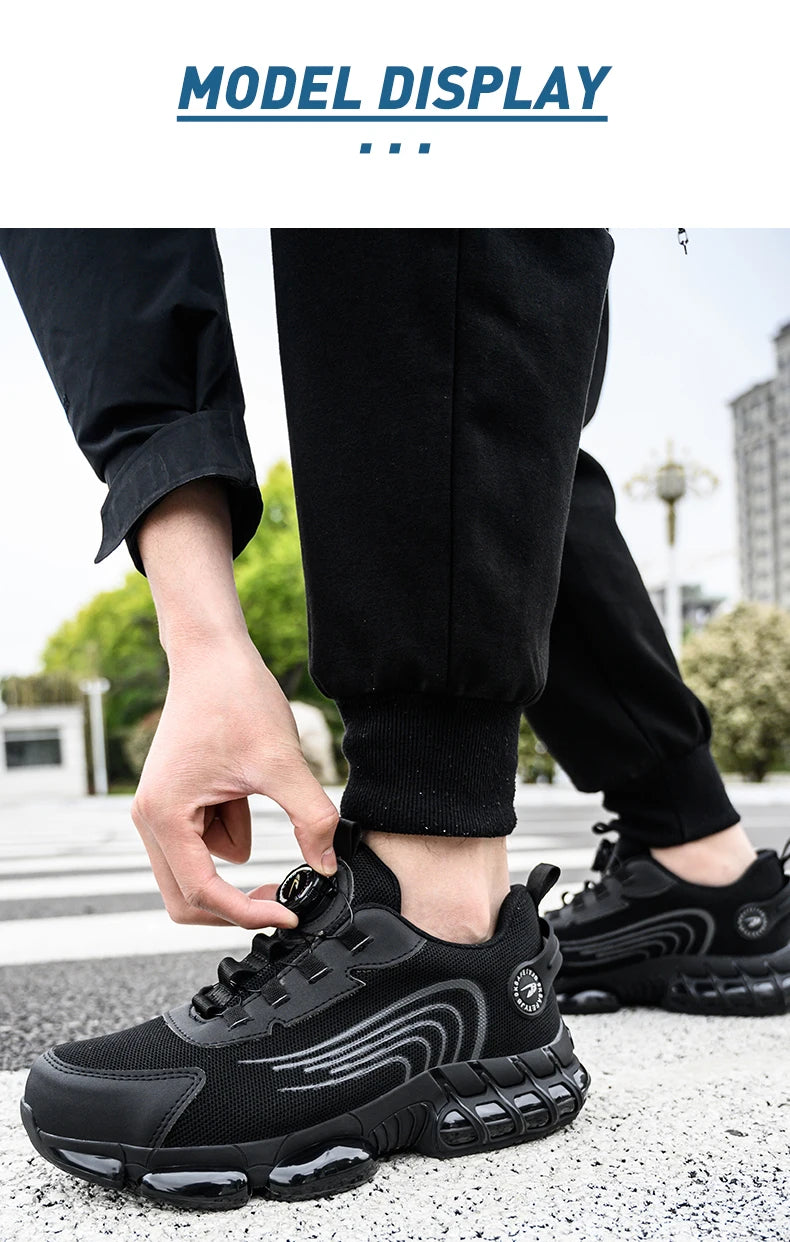 Rotary Button Steel Toe Safety Shoes for Men Anti-impact and Anti-piercing Work Shoes Fashionable Men's Sports Protective Shoes