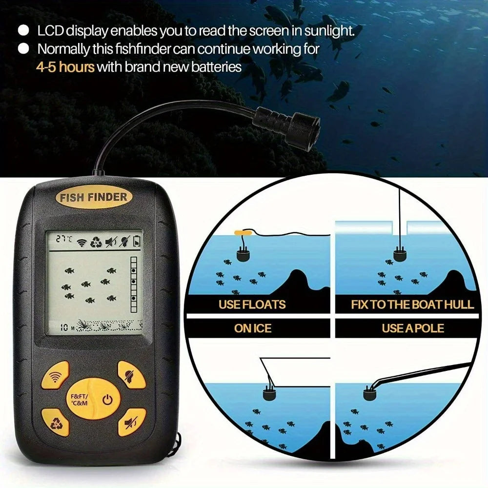 2.3'' Quality Portable Fish Finder Echo Sonar Alarm Sensor Transducer Fishfinder