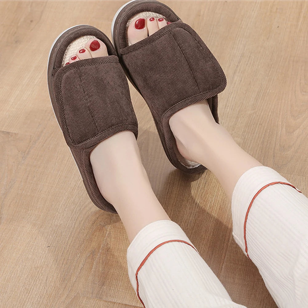 Men Women's Diabetic Slippers Open Toe Slide Slippers with Rubber Sole Swollen Feet Slippers for Indoor Outdoor