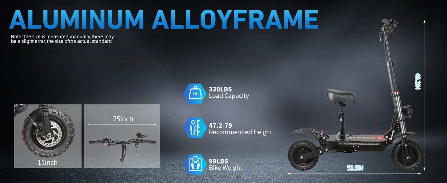 6000W High Power Adult Electric Scooter Off-Road Commute Foldable 60V 38Ah Large Battery 60 Miles Range 50 Mph Fast E-Scooter