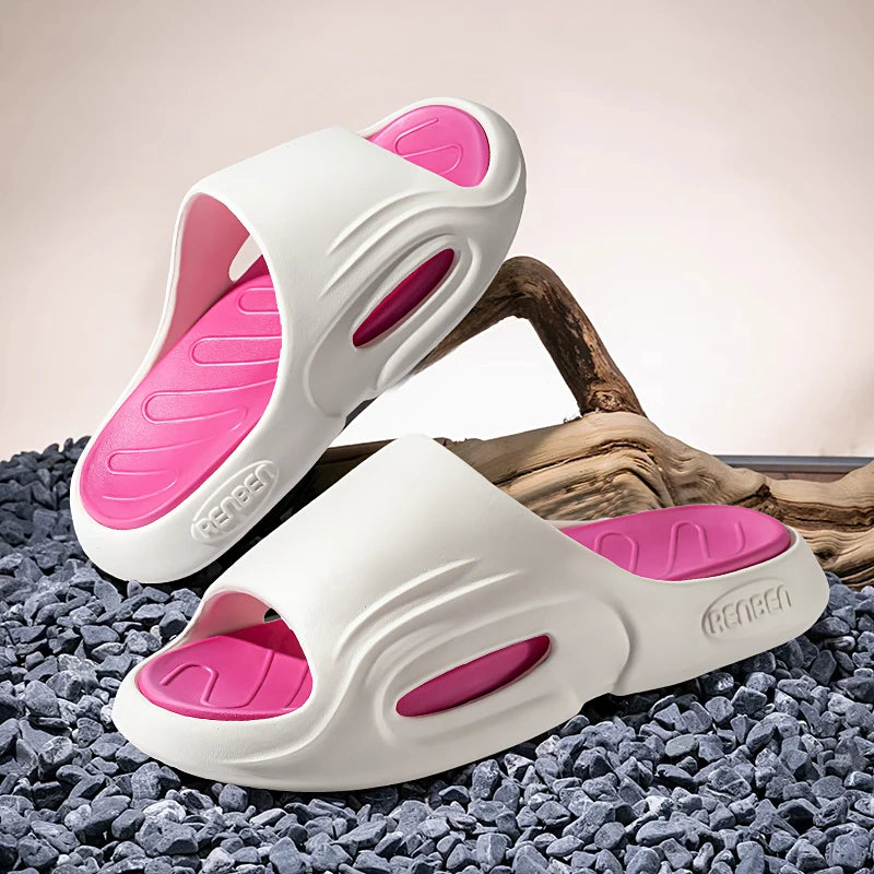 Shock Absorption Summer Slippers for Men & Women EVA Soft Bottom Thick Sole Indoor/Outdoor Slides Beach Casual Shoes Comfortable