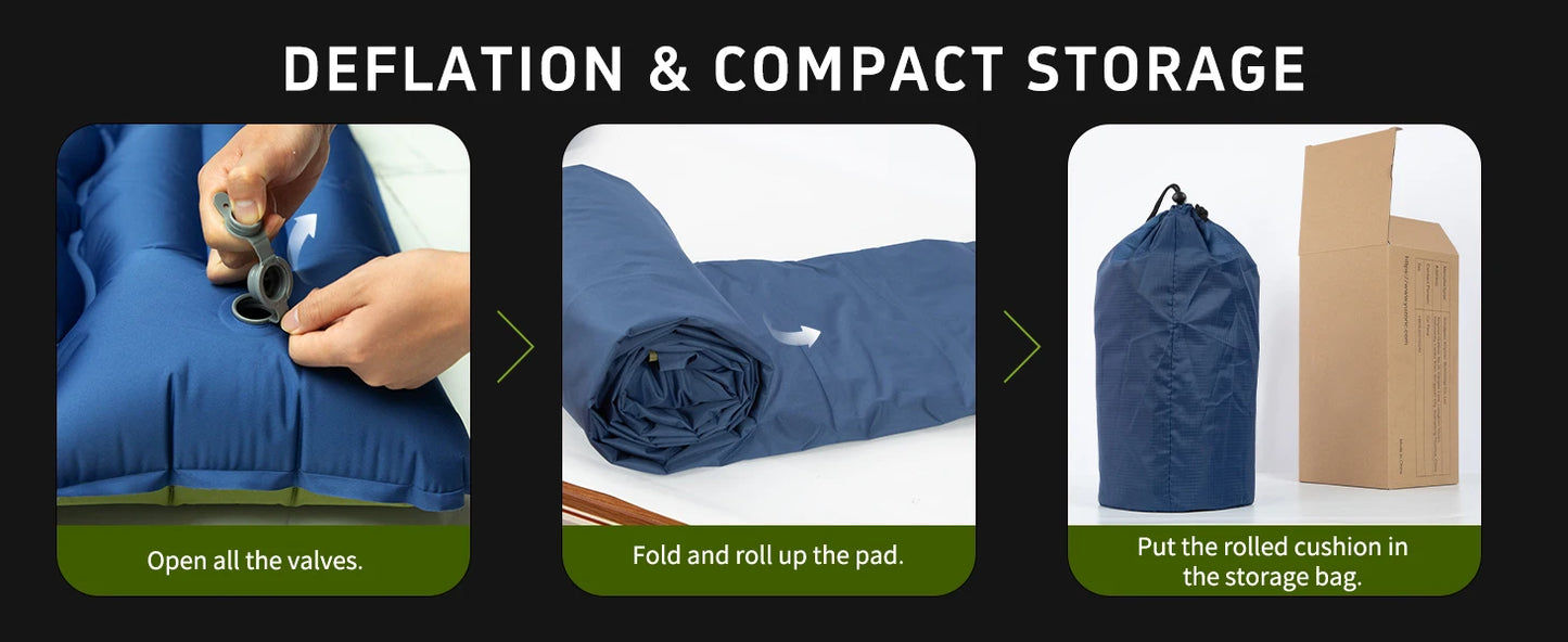 WESTTUNE Double Sleeping Pad 4" Thick for 2 Person with Pillow Built-in Foot Pump Inflatable Mattress for Backpacking Hiking
