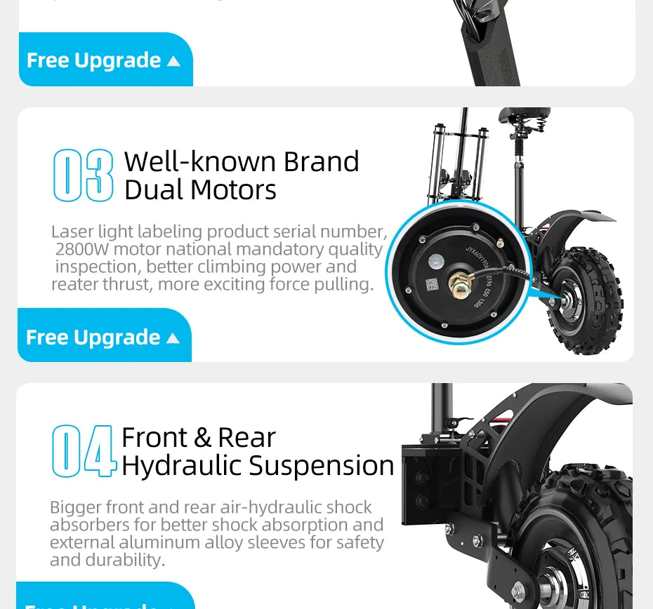 11inch Off Road Electric Scooter Dual Motor 85km/h Electric Scooter Adult 72V 6000W Powerful Electric Kick Scooter for Adults