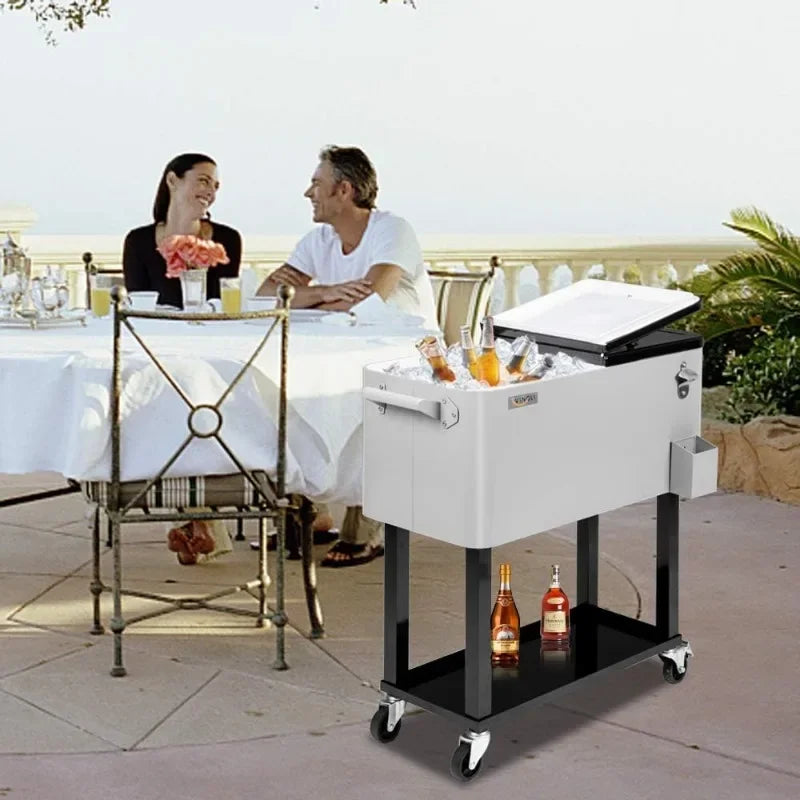 campping Portable Patio Party Bar Beverage Refrigerator Cart with Shelves new