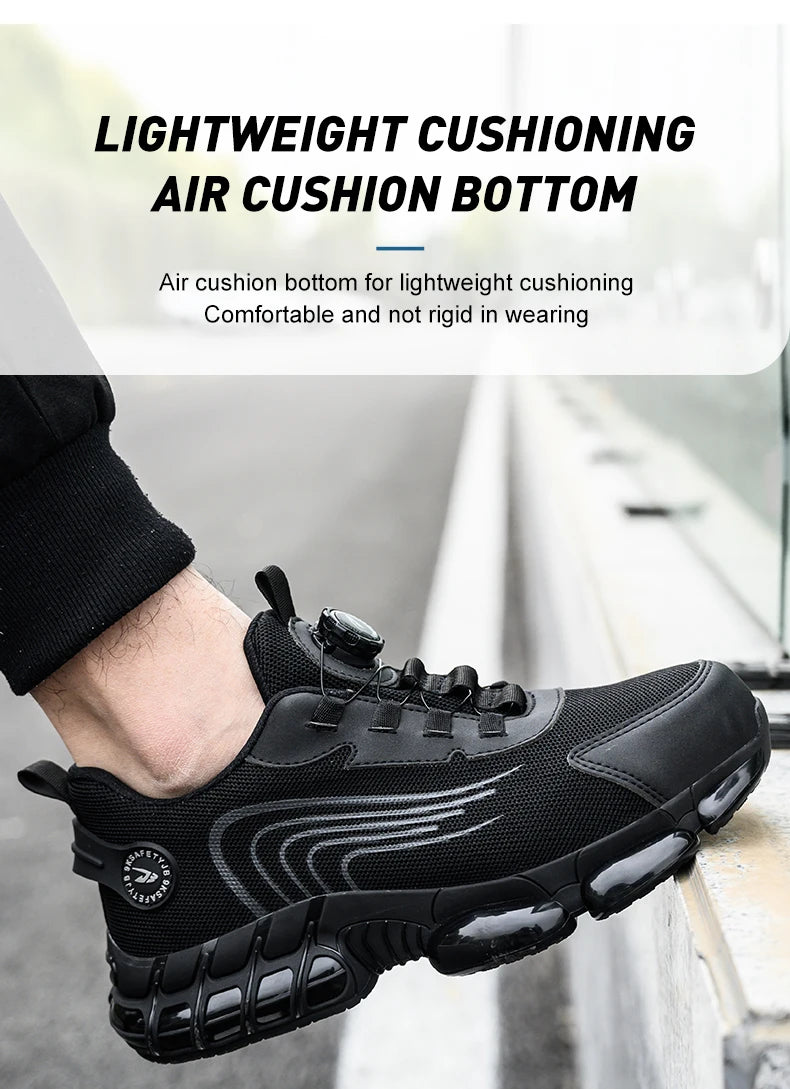 Rotary Button Steel Toe Safety Shoes for Men Anti-impact and Anti-piercing Work Shoes Fashionable Men's Sports Protective Shoes