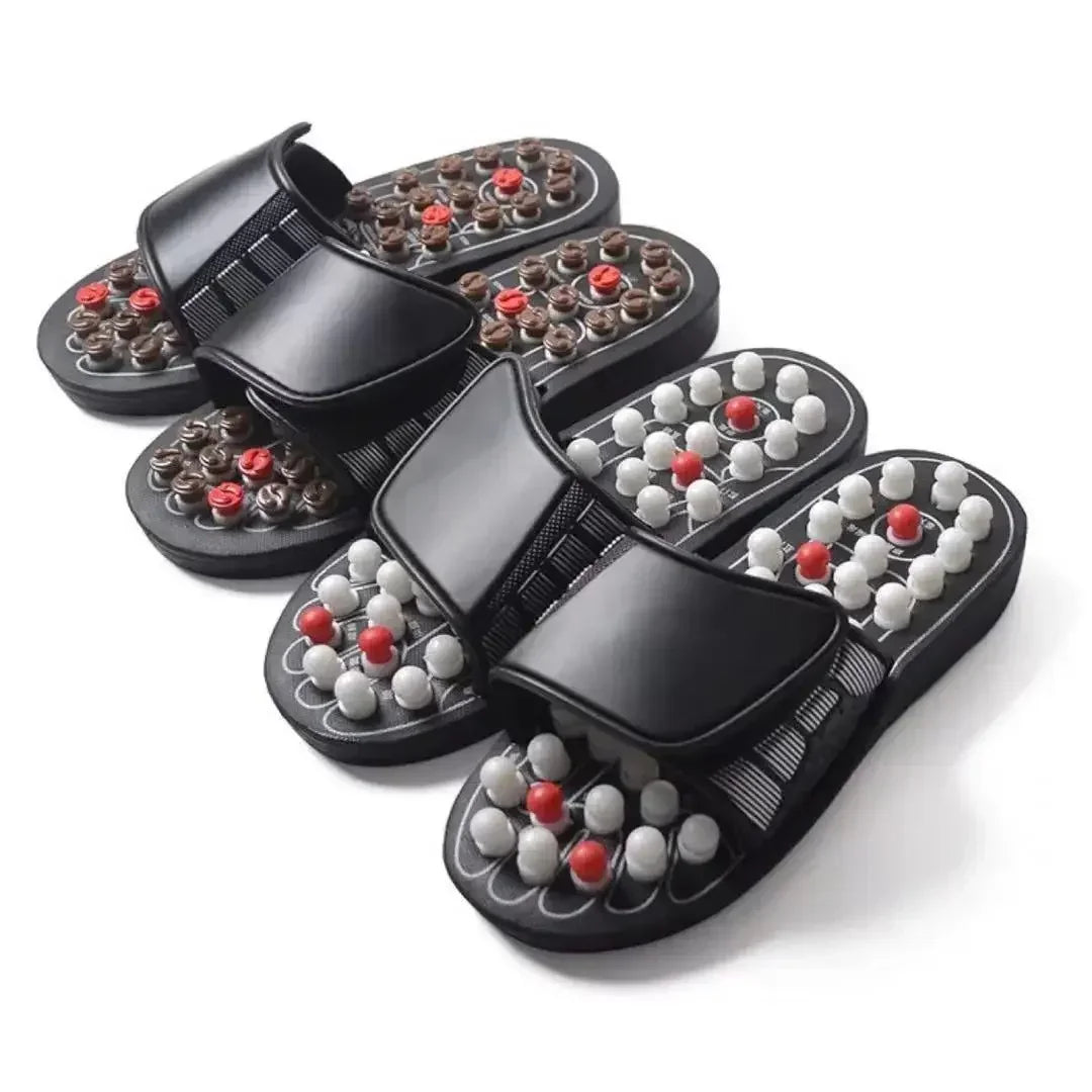 A Pair Of Acupoint Massage Slippers For Both Men And Women, Chinese Style Acupoint Rotating Foot Massage Shoes, Unisex Style