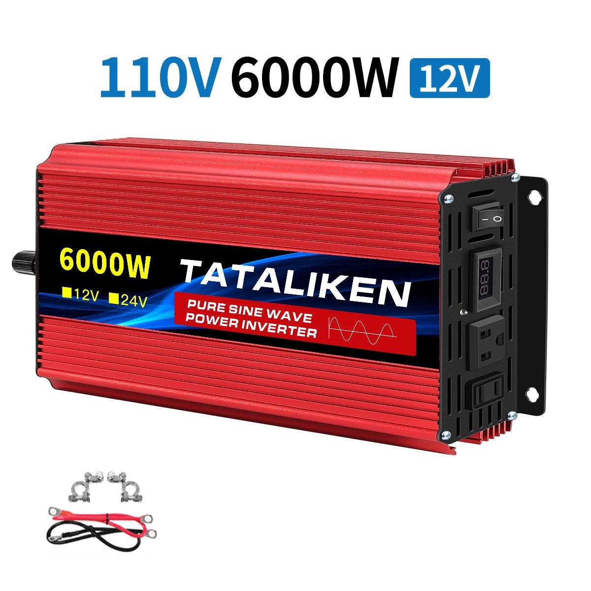1600w-4500W 12V/24V to AC 110V 60Hz Pure Sine Wave Inverter Car Power Tranfermer Voltage Portable Converter with LED Display