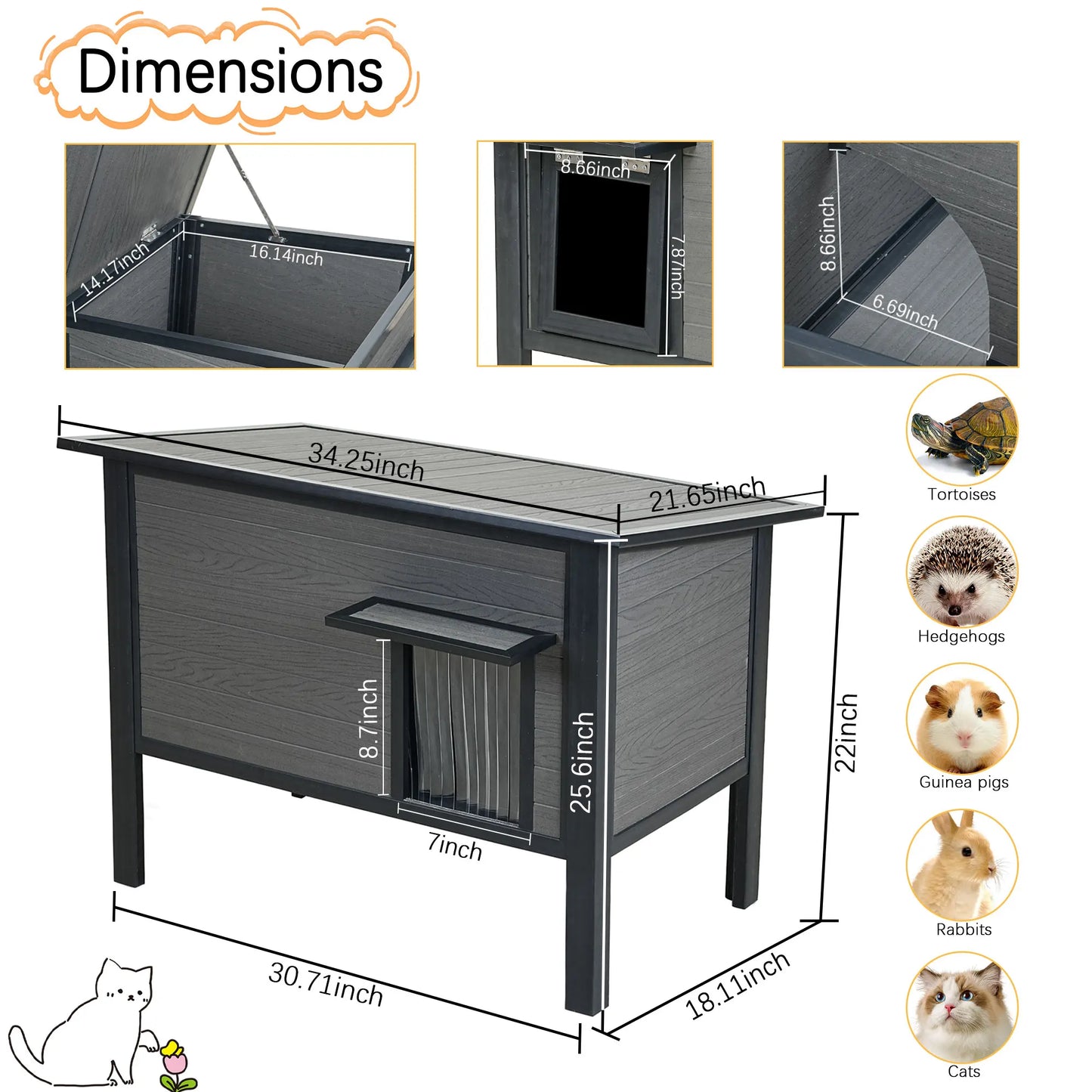 HDPE Indoor Outdoor Cat House, Weatherproof, Feral Cat Shelter for Multiple Cats, Outdoor HDPE Sheet Cat and Rabbit House