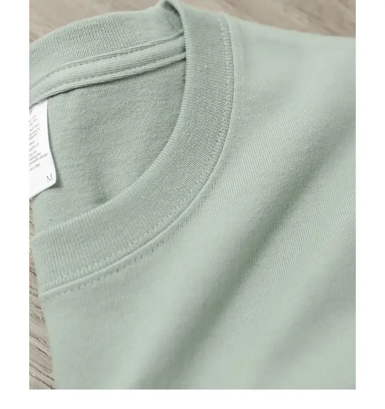 Summer Men Women Green T-shirt 100% Pure Cotton Short-sleeved Top Korea T-shirt Green Cotton Half-sleeve T Shirt Streetwear