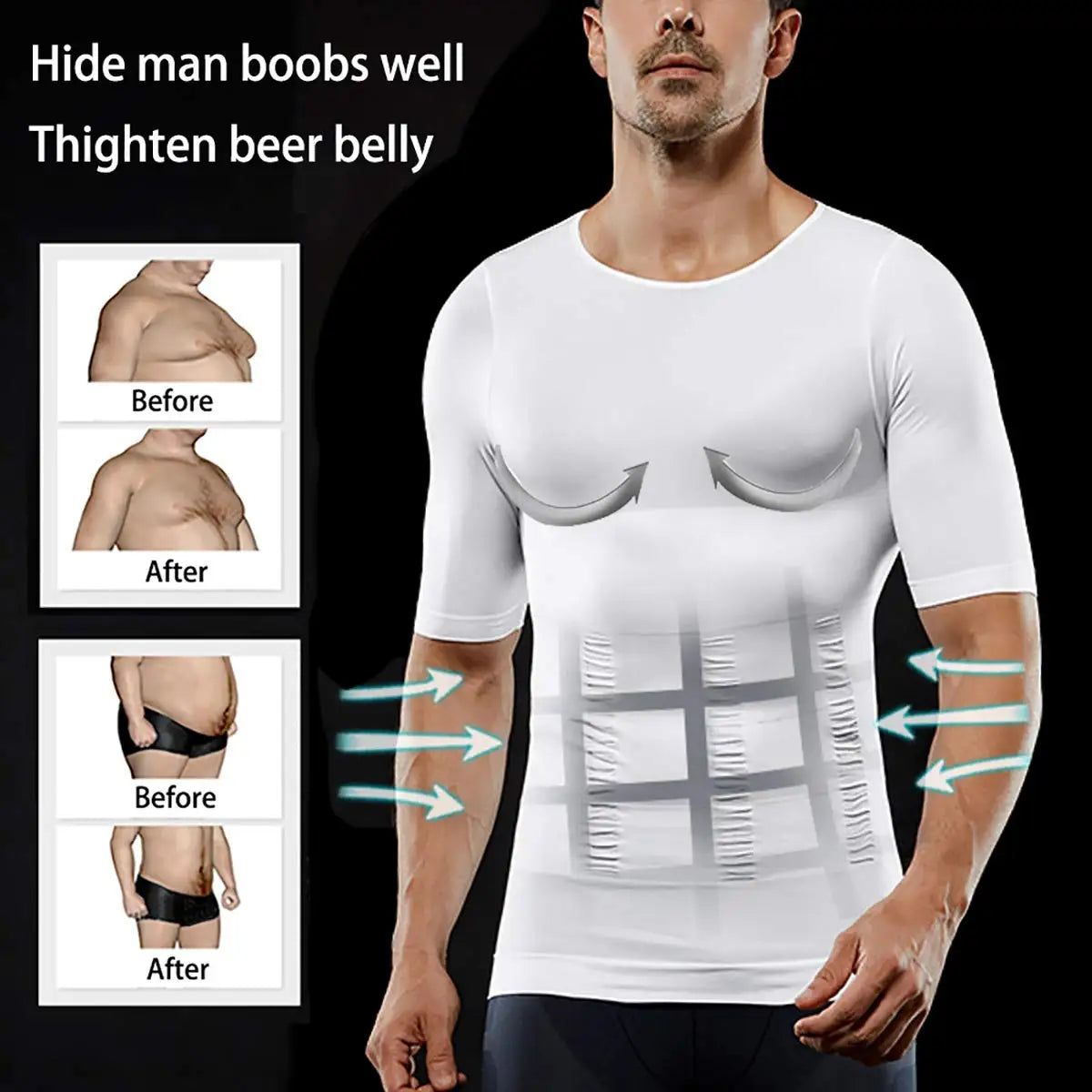 Men's Slimming Compression T-Shirt Body Shaper Undershirt for Weight Loss and Gynecomastia Muscle Tank Tops with Seamless Design