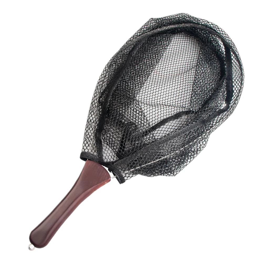Folding Fishing Landing Net Wooden Handle Fly Fishing Net Catch and Release Net for Trout Bass Pike Fishing Tools