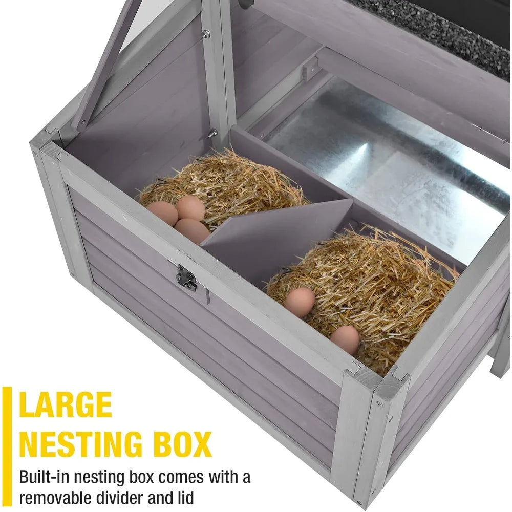 Chicken Coop 67.3" Large Duck House with 4 Nesting Boxes for 2-4 Chickens Outdoor Hen House Chicken Cage