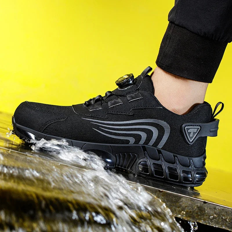 Rotary Button Steel Toe Safety Shoes for Men Anti-impact and Anti-piercing Work Shoes Fashionable Men's Sports Protective Shoes