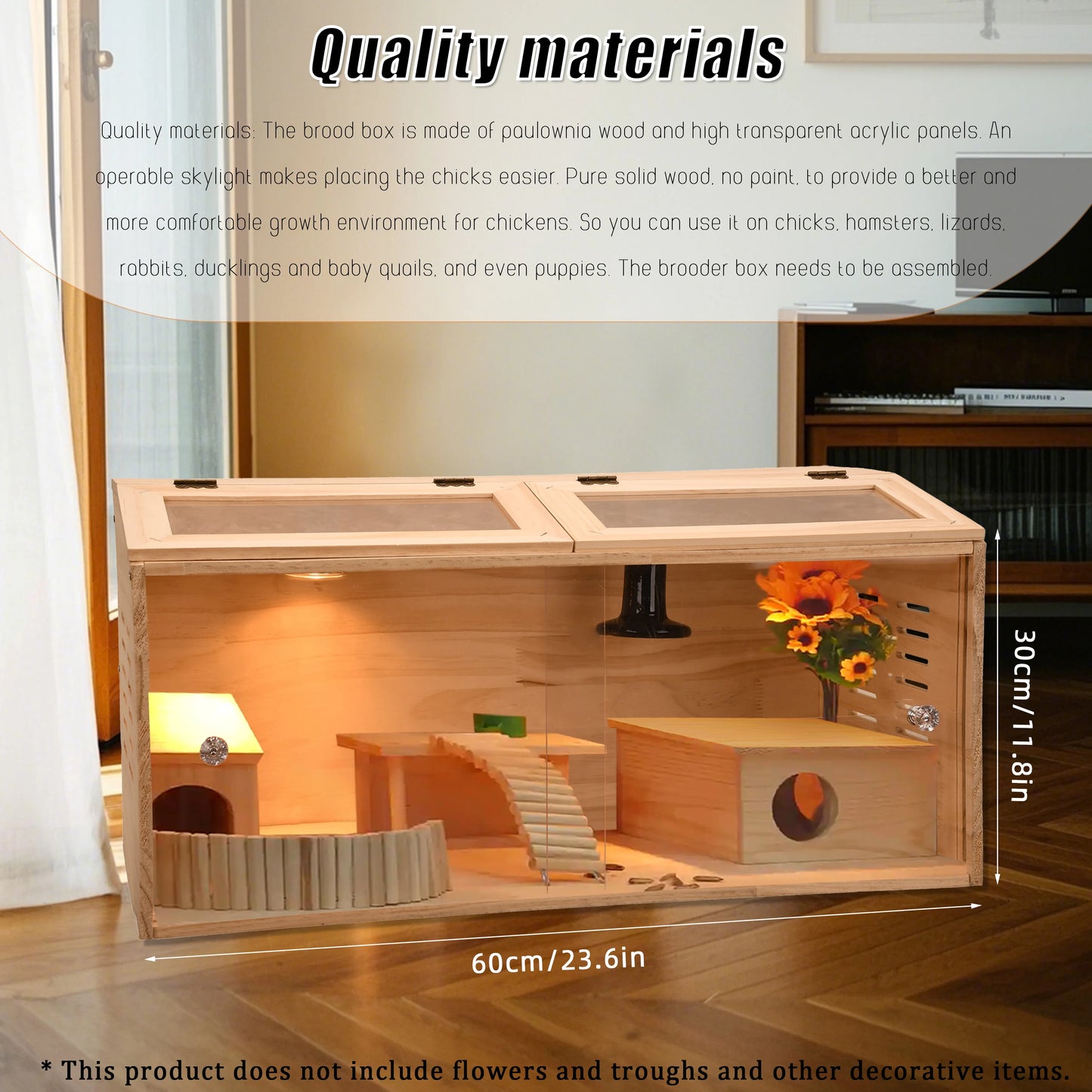 Wooden Chicken Brooder Box Small Animal Cage Poultry Breeding Box for Quail Birds Hamsters Hedgehogs Breeding Supplies
