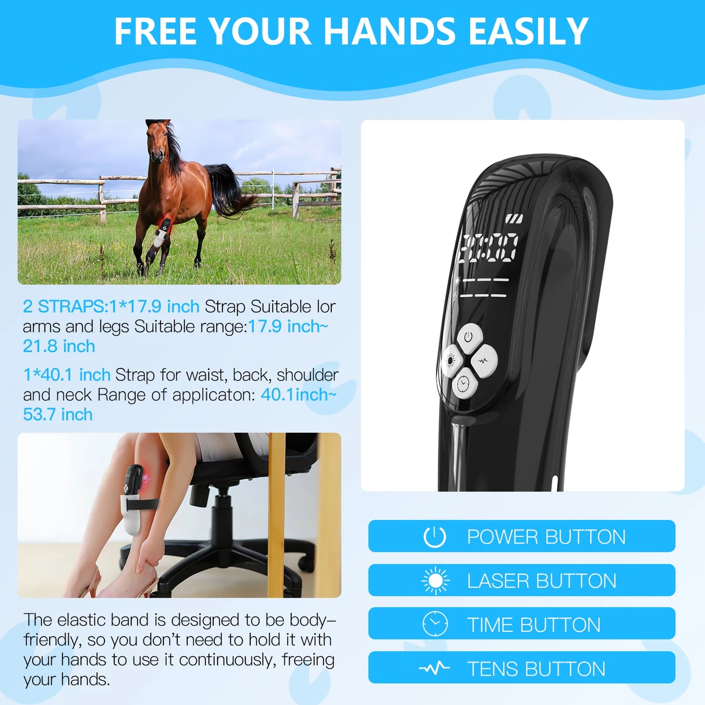Cold Laser Therapy Device for Horse 4x808NM LLLT&TENS for Arthritis Pain Relief Electrical Stimulation for Tendon Recover
