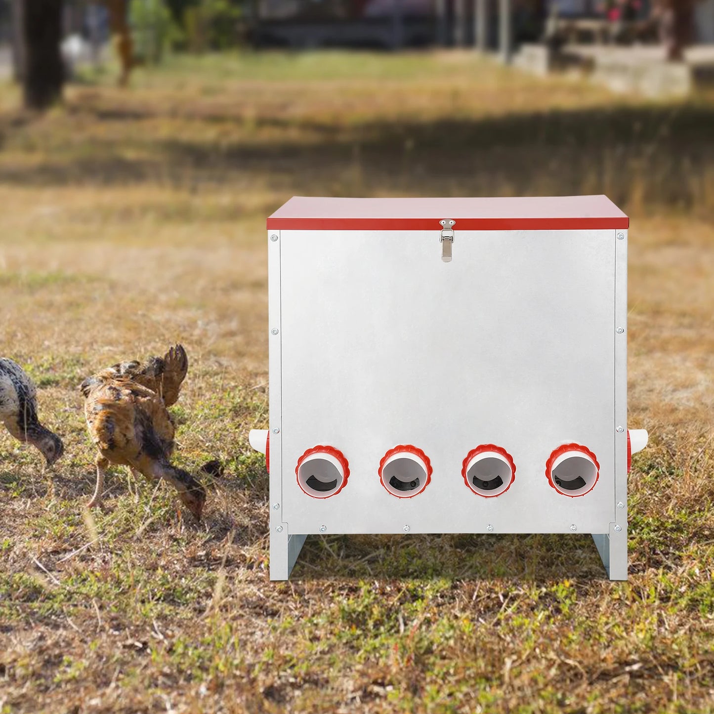 10-Hole Large Capacity Chicken Feeder 66.14 Lbs For Poultry Feeder for Chickens Ducks Turkeys Outdoor Farm