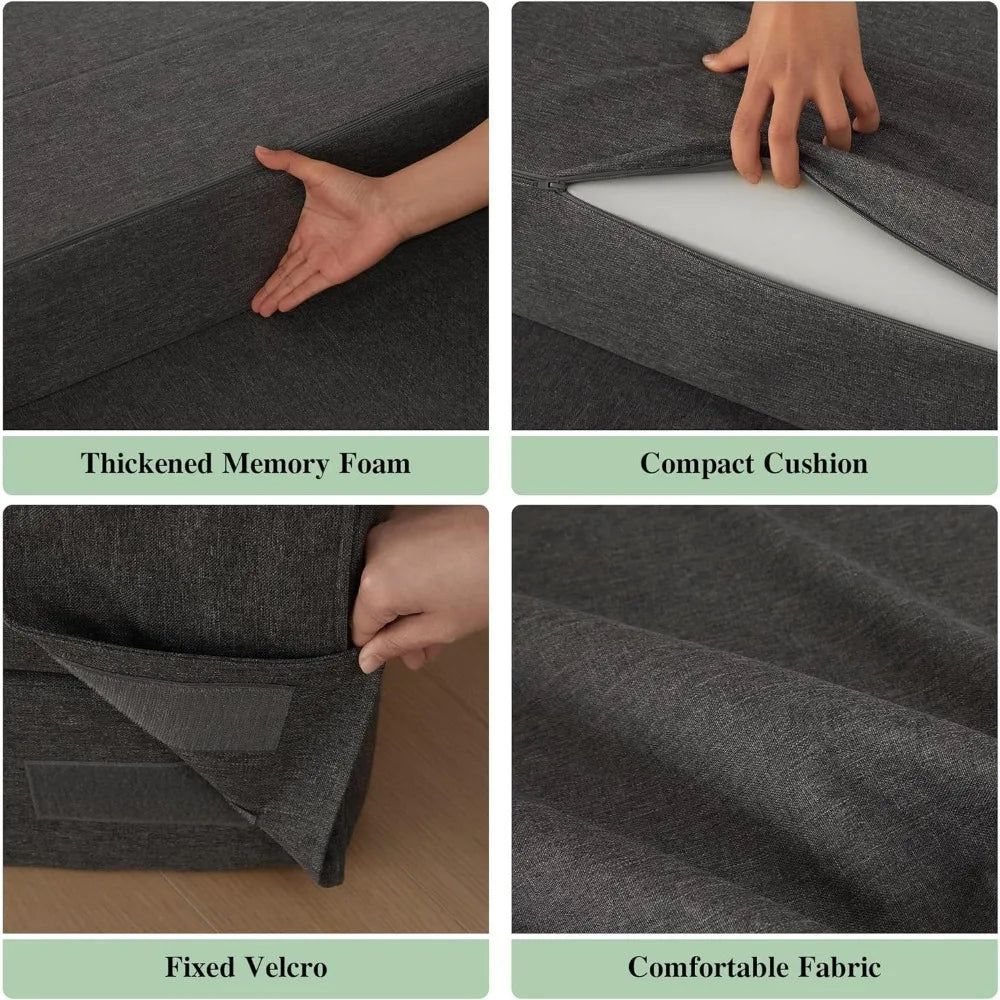 Queen Size Foldable Sofa Bed with Memory Foam, Convertible Sleeper Chair, Lazy Futon Sofa for Living Room, Home Office, and Gues