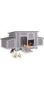 Outdoor Hen House Poultry Cage with Nesting Box, Leakproof Pull Out Tray and UV-Resistant Roof (78.9" L x 26.6" W x 42.5" H)