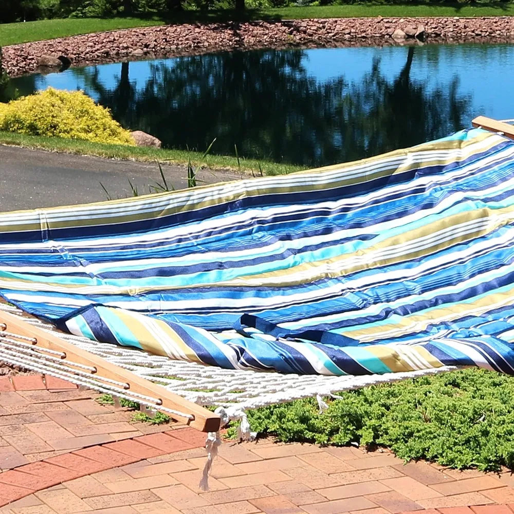 Rope Hammock with 12-Foot Stand and Hammock Pad - 275-Pound Capacity