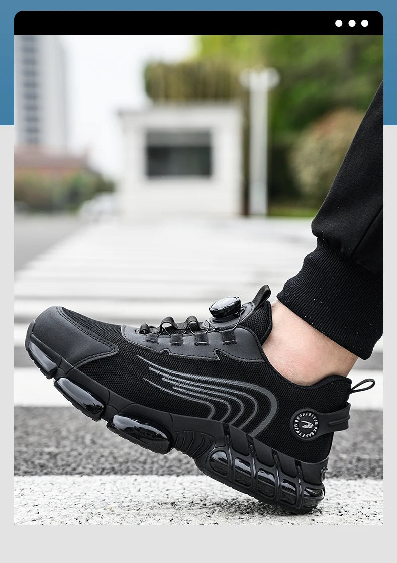 Rotary Button Steel Toe Safety Shoes for Men Anti-impact and Anti-piercing Work Shoes Fashionable Men's Sports Protective Shoes