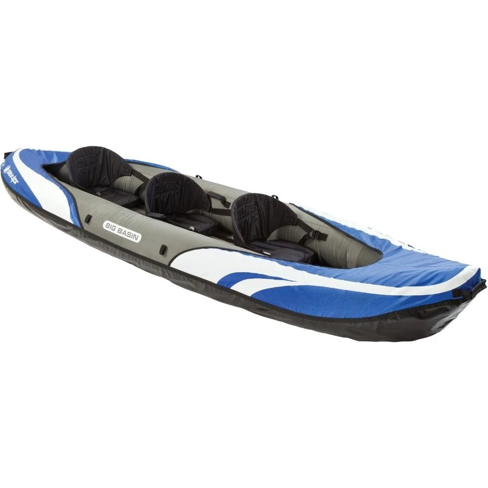 Big Basin 3-Person Inflatable Kayak with Adjustable Seats & Carry Handles, Heavy-Duty PVC Construction for Rugged Use & Boston