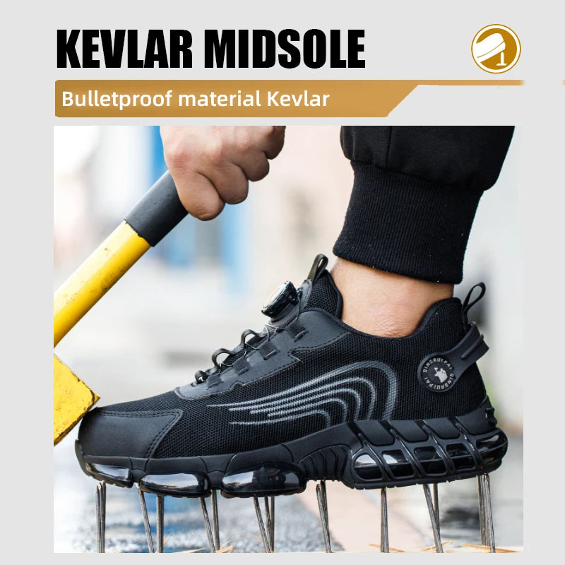Steel toe cap, non-lacing, anti-impact and anti-puncture casual work shoes