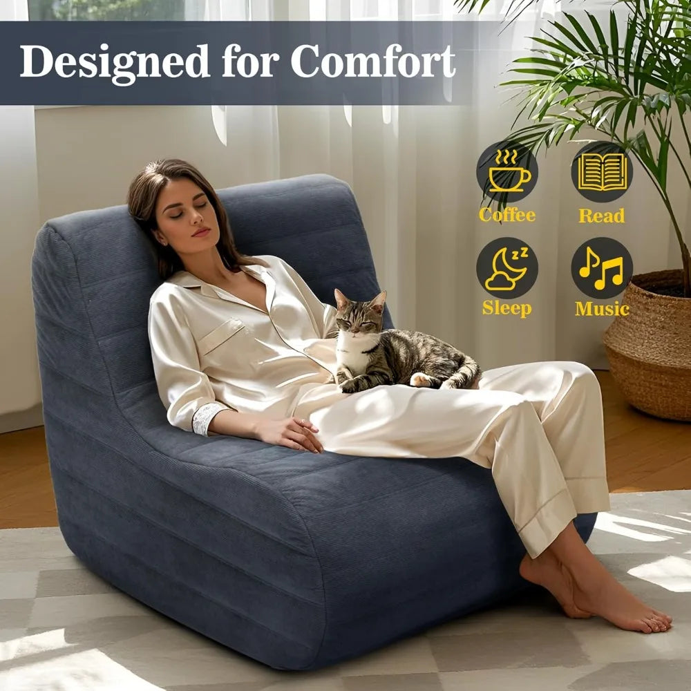 Bean Bag Chair, Fireside Bean Bags Lazy Sofa Sack, Big Beanbag Chair Floor Couch, Memory Foam Lounge Chair for Bedroom, Living R