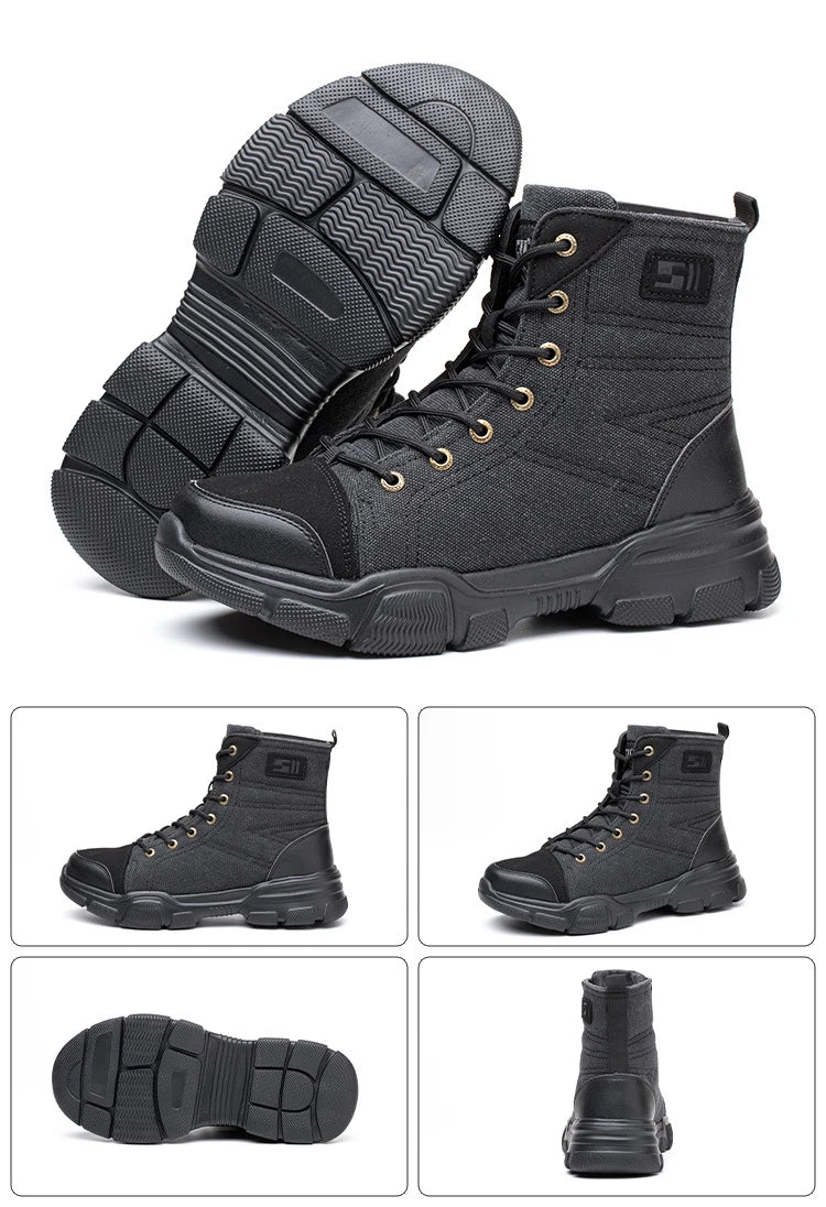 Men’s Industrial Safety Shoes Steel Toe Cap - Anti-Smash Anti-Punctur Outsole Outdoor Indestructible Construction Work Shoes