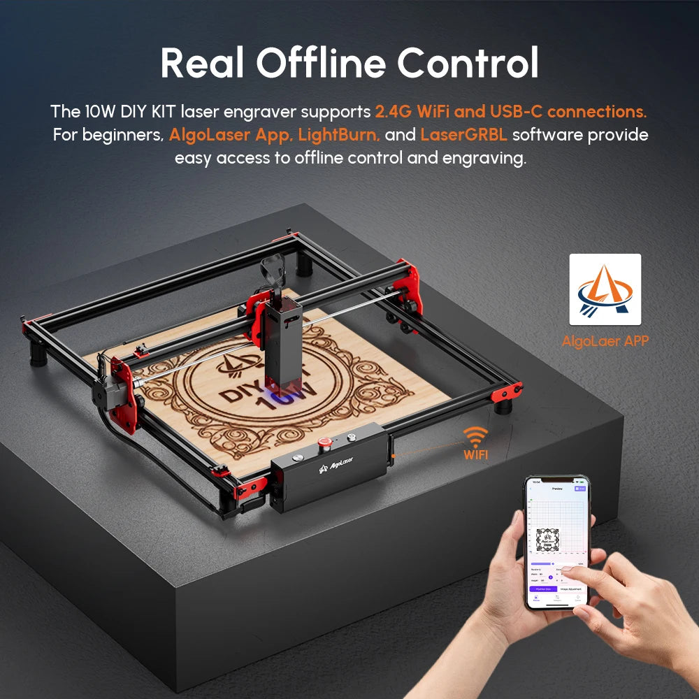 AlgoLaser DIY KIT 2W 5W10W 20W Laser Marking Machine for Furniture Craftsmanship Wood Plywood Plastic Leather Stainless Steel