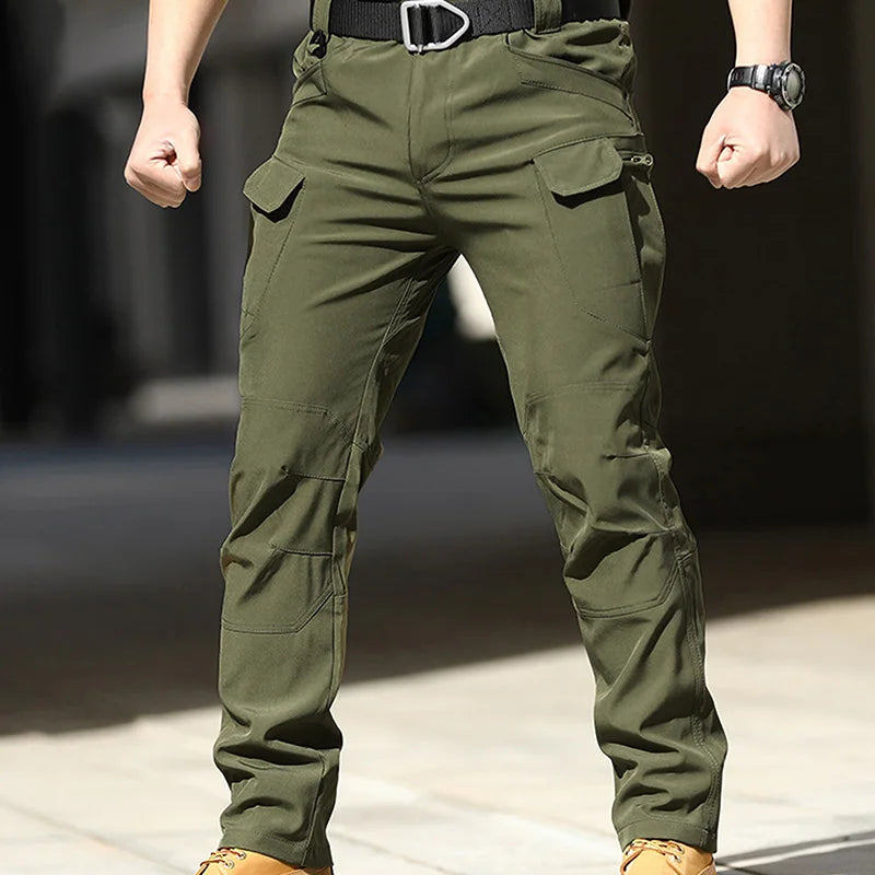 Men Fashion Cargo Pants Solid Color Multi-Pockets Waterproof Trousers Fall Casual Jogger Pants Sweatpants