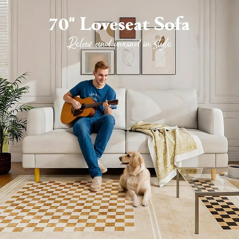 Beige 70" Loveseat Sofa with USB Type C Ports for Living Room, Bedroom, Office, and Apartment