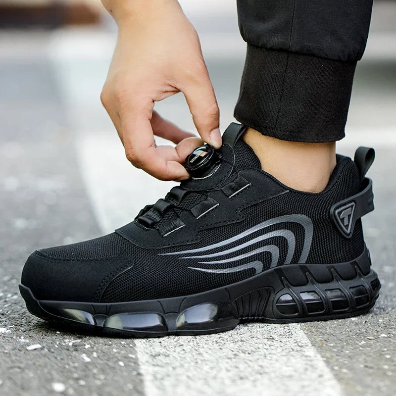 Rotary Button Steel Toe Safety Shoes for Men Anti-impact and Anti-piercing Work Shoes Fashionable Men's Sports Protective Shoes