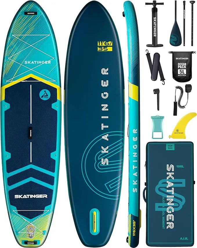 11'6×35" Super Wide Inflatable Stand Up Paddle Board, Ultra Stable Wide SUP for 2+1 People/Family/Big Size w/Shoulder Strap