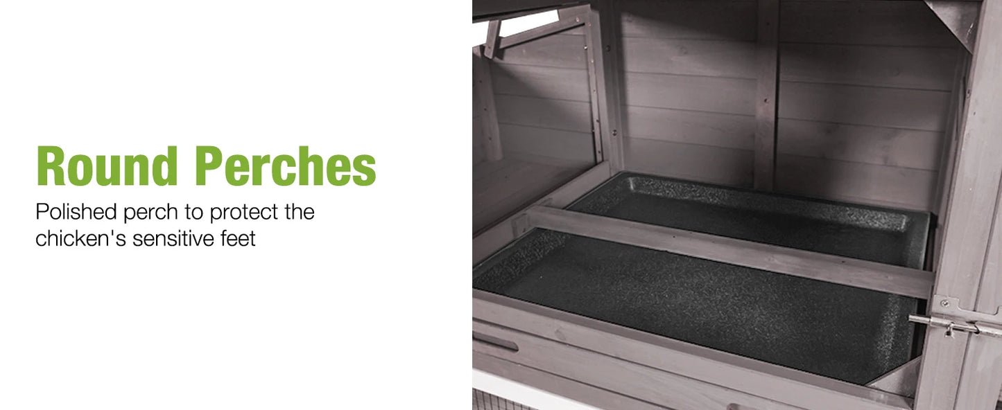 Mobile Chicken Coop with Wheels Expandable Chicken Tractor Outdoor Hen House for 2-4 Chickens 67.3" L(Brown)