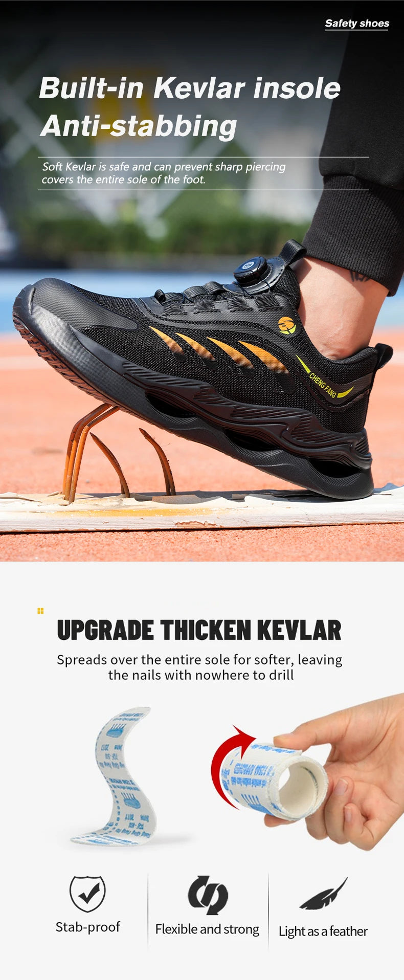 Soft sole lace-free anti-smash and anti-puncture safety shoes