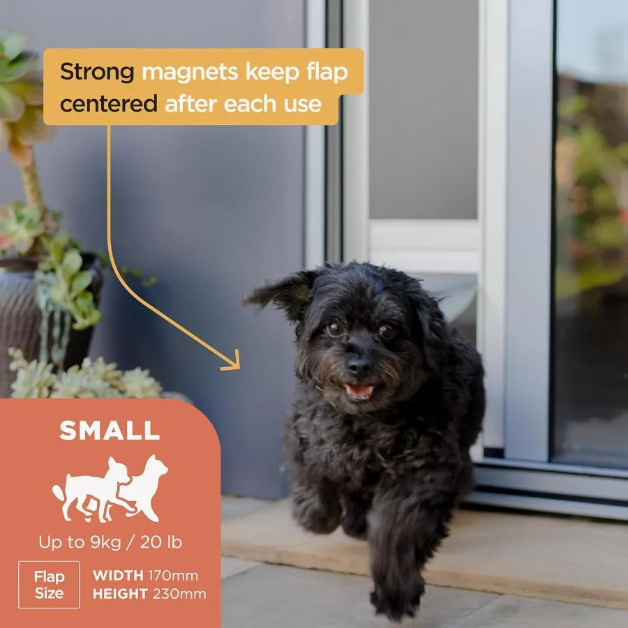 V2 Patio Pet Door Screen Insert Panel for Sliding Doors with UV Resistant Mesh and Locking Magnetic Mechanism Fits Door Track H
