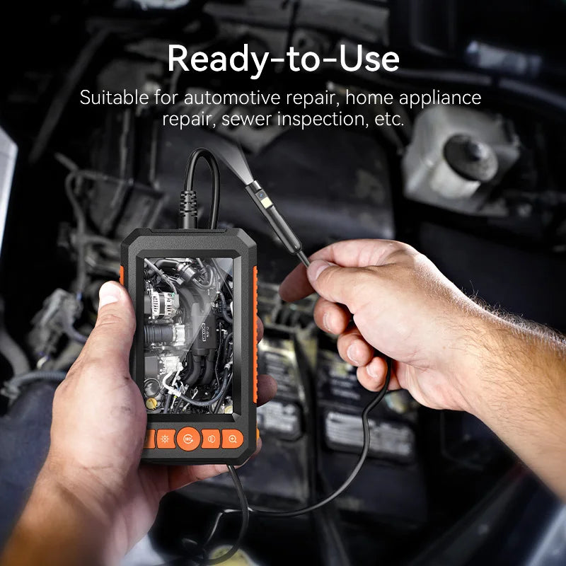 4.3' IPS Screen Endoscope Camera IP67 Waterproof HD1080P Inspection Camera with 8 LED Lights Semi-Rigid Bore Scope forCars Sewer