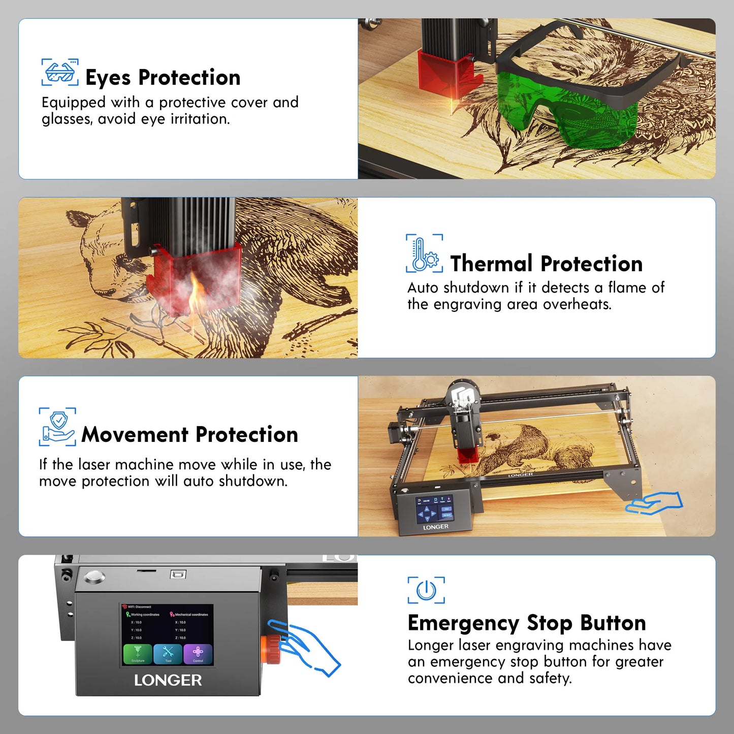 LONGER Ray5 5W / 10W / 20W Laser Engraver Engraving Cutting Machine MACHIN 10000mm/min with Touch Screen ENGRAV MACHIN