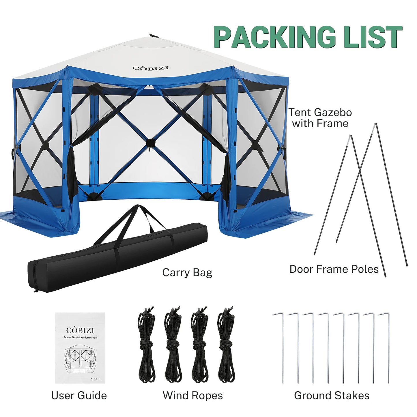 12x12ft Pop up Gazebo Screen House Tent with Mosquito Netting, 6 Sided Pop-up Canopy Shelter Tent Easy-Set Portable Gazebo