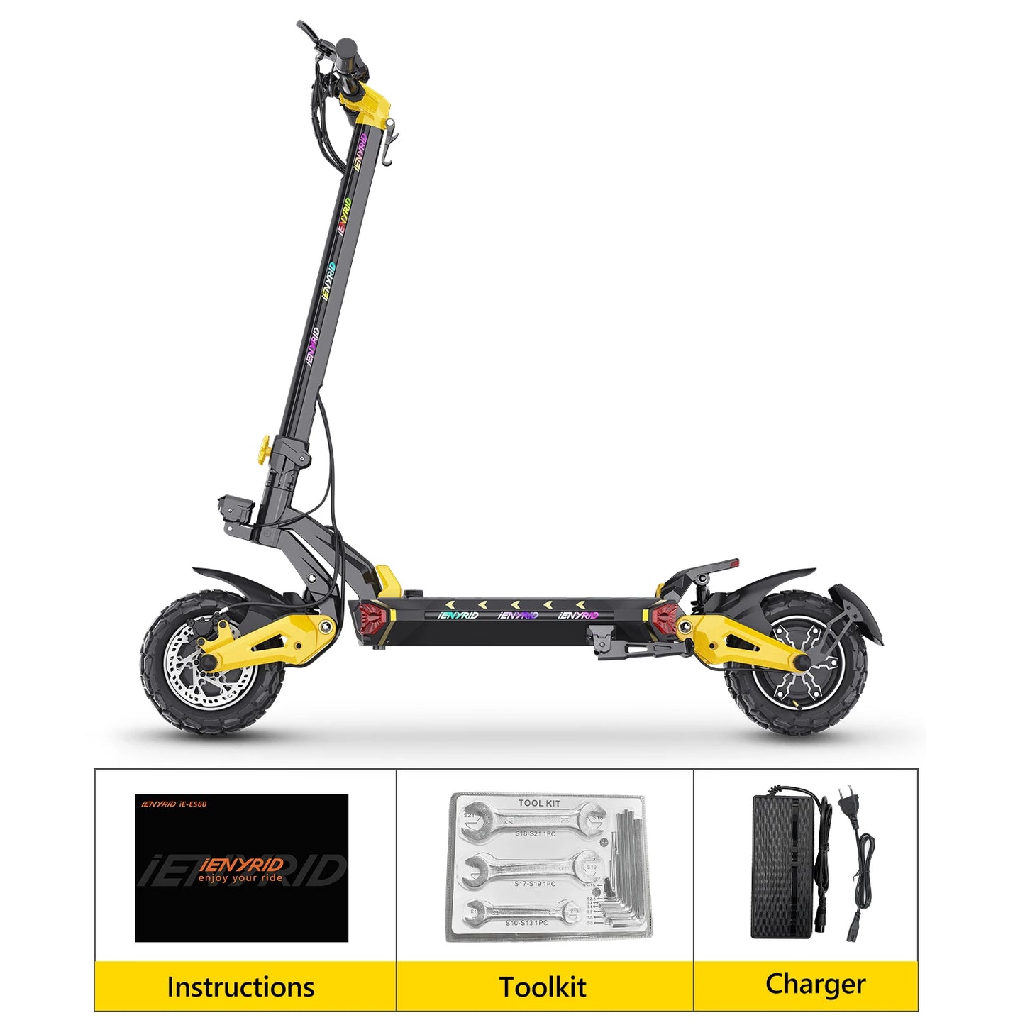 IENYRID ES60 Electric Scooter, 2*1200W Dual Motor, 48V 23Ah Battery, 11-inch Tire, 60km/h Max Speed, 70km Range, Hydraulic Brake
