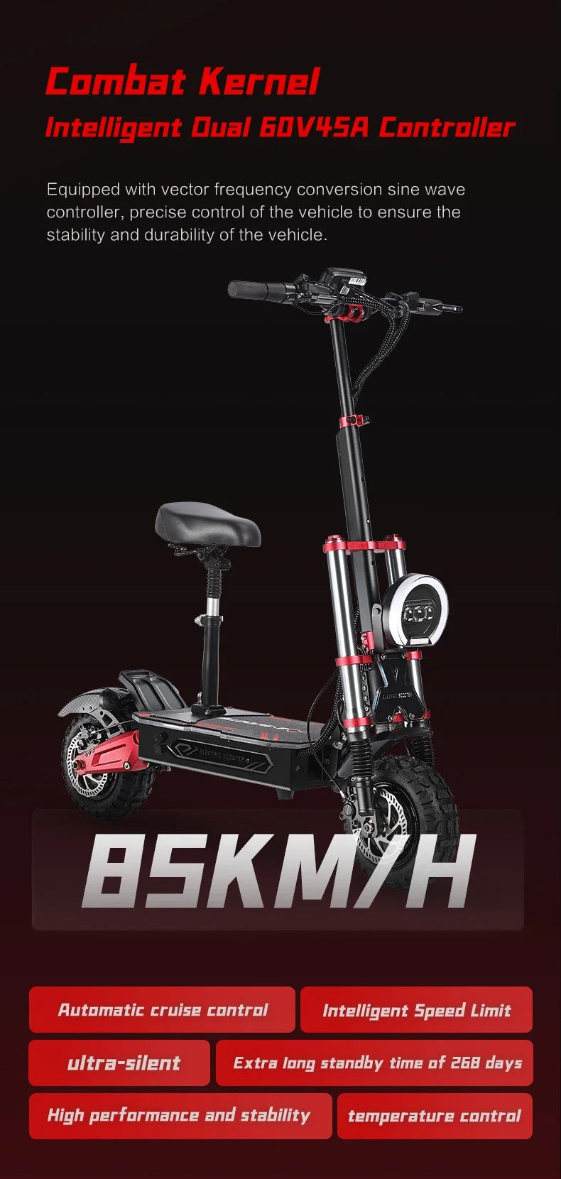 Boyueda S5 Electric scooter 6000WMotor 60v38AH Battery 11 Inch AdultOff-road Escooters 85km/h DoubleDrive Version E-5cooter