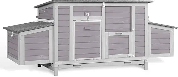 Chicken Coop 67.3" Large Duck House with 4 Nesting Boxes for 2-4 Chickens Outdoor Hen House Chicken Cage