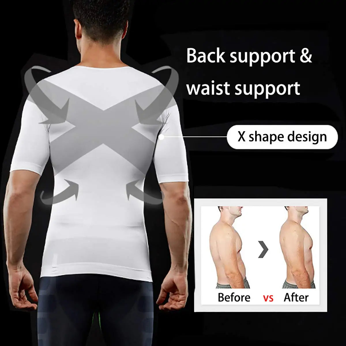 Men's Slimming Compression T-Shirt Body Shaper Undershirt for Weight Loss and Gynecomastia Muscle Tank Tops with Seamless Design
