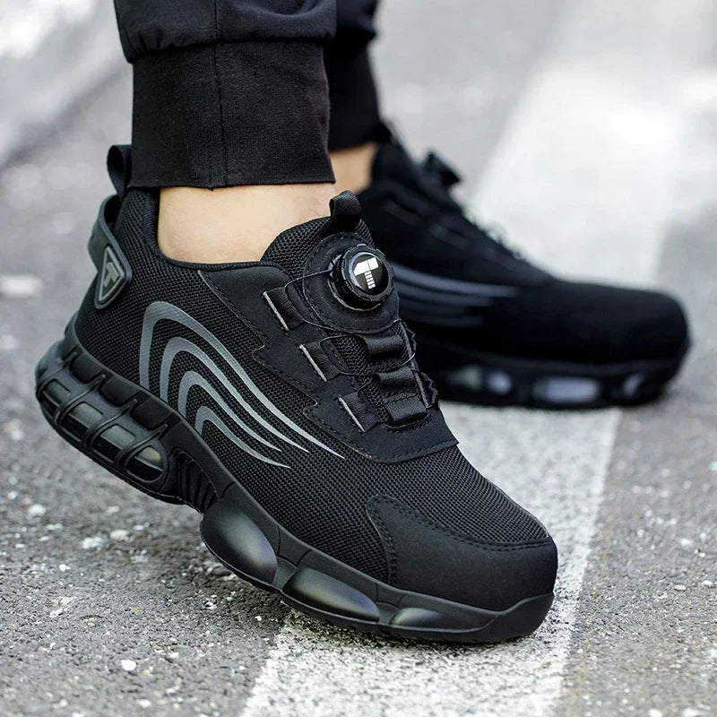 Rotary Button Steel Toe Safety Shoes for Men Anti-impact and Anti-piercing Work Shoes Fashionable Men's Sports Protective Shoes