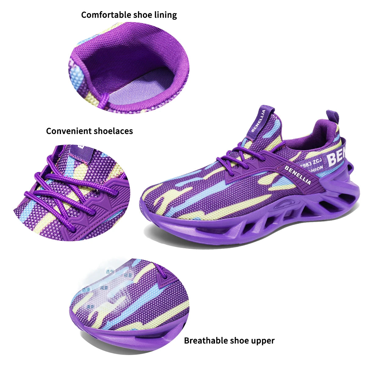 Running shoes for men and women, lightweight mesh, breathable and comfortable, flat and soft tennis shoes